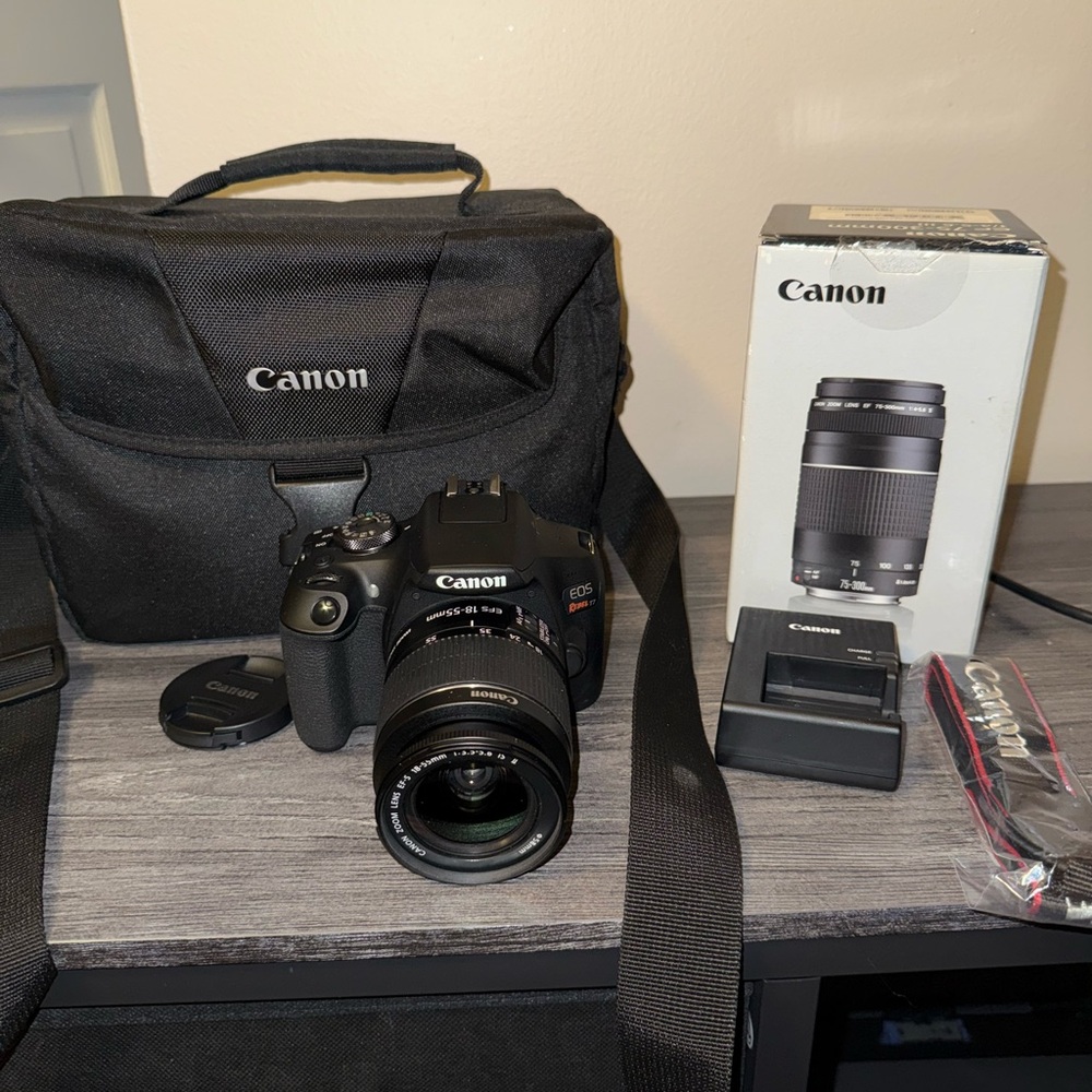 Canon EOS Rebel T7 DSLR Two Lens Kit and EF 75-300 Lenses